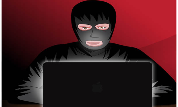 cartoon of hacking a website