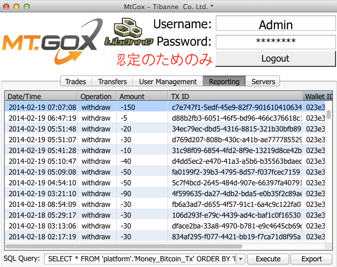 Mt. Gox bitcoin database download