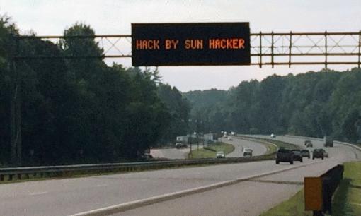 road sign hacked