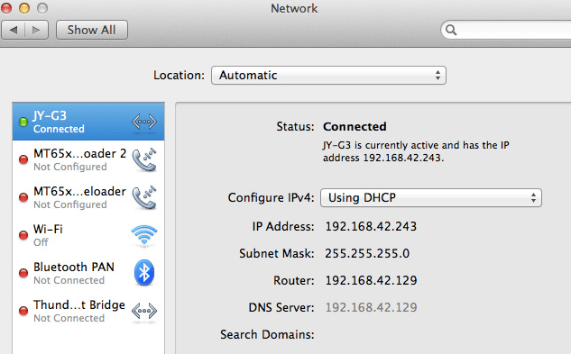 android network mac