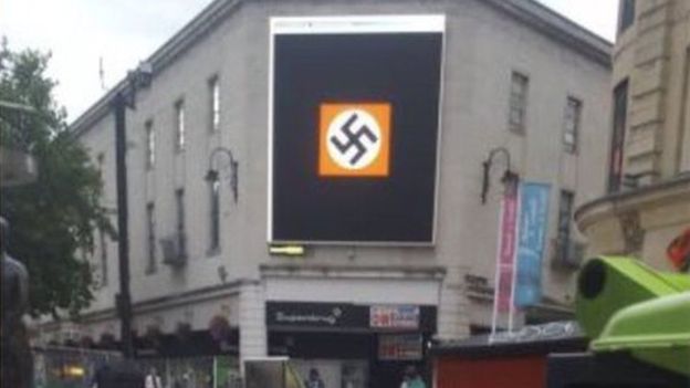 Cardiff billboard hacking offensive images