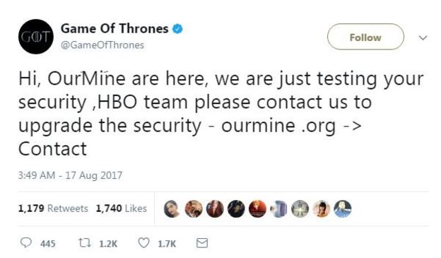 hbo hacked twitter